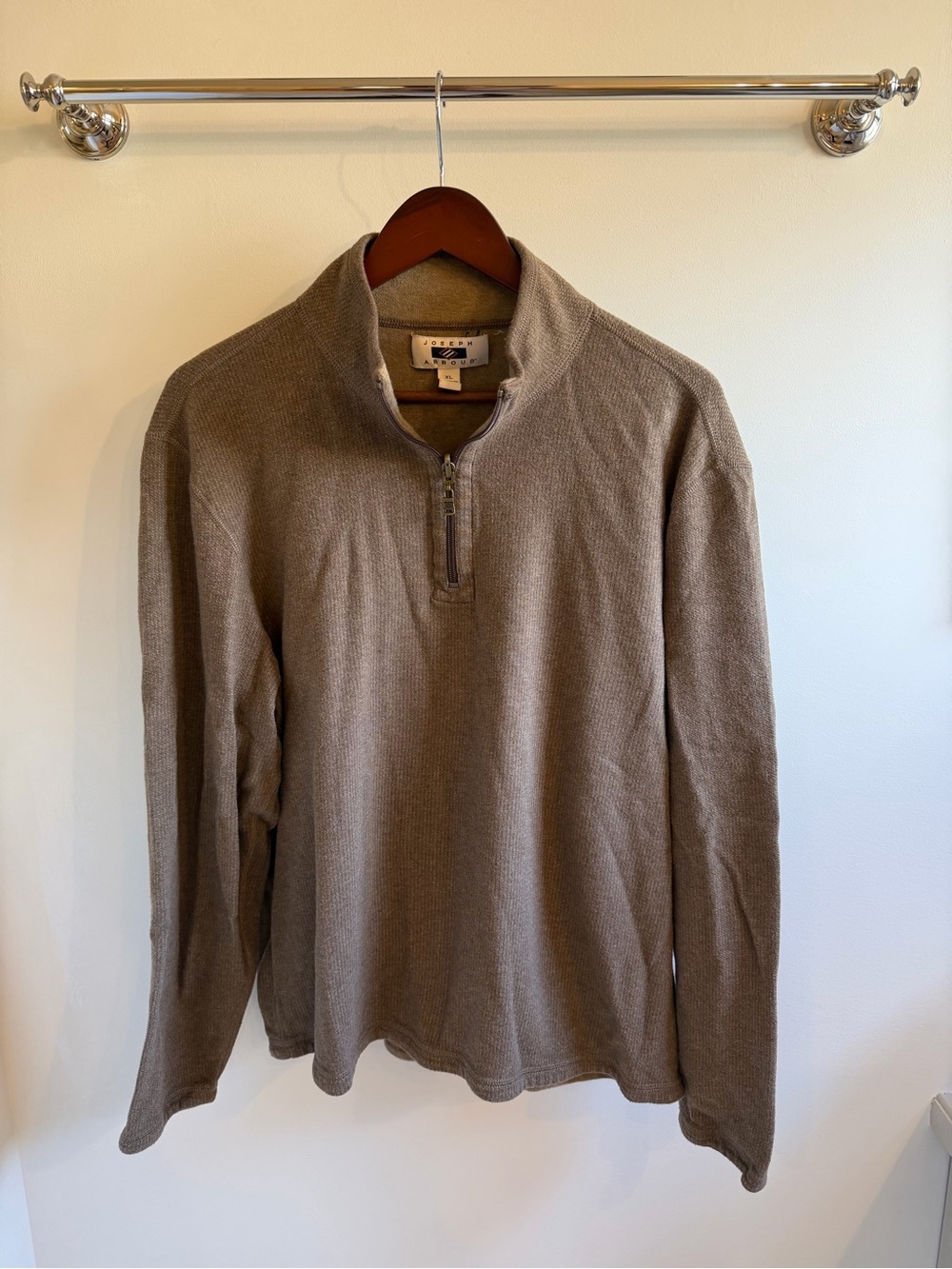 Joseph Abboud Men's Zip-Neck Sweater in Taupe Brown